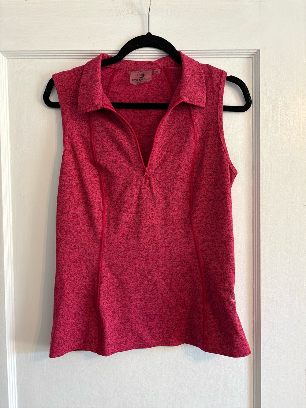 Foray Golf Women's Sleeveless Zip Polo in Heathered Pink Size Medium
